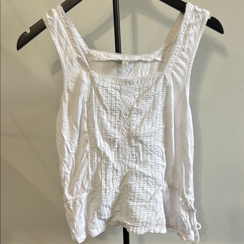 Lucky Brand White Smocked Tank Top